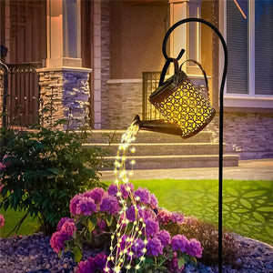 Solar Watering Can Light Hanging Waterfall Lamp Waterproof Outdoor Garden Decor Yard Porch Lawn Backyard Landscape Sun LED Lamp