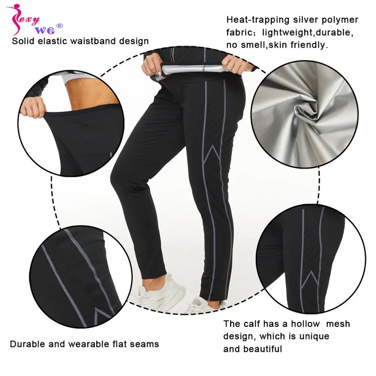 Sauna Set for Women Weight Loss Suit Sweat Top Pants Fitness Jacket Leggings Thermo Long Sleeves Trousers Body Shaper Gym