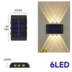 4/6/8/10LED Solar Wall Lamp Outdoor Waterproof Solar Powered Light up and down Illuminate Home Garden Porch Yard Decoration