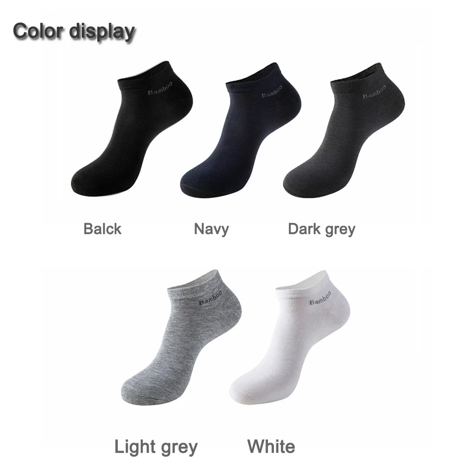 10 Pairs / Pack Men'S Bamboo Fiber Socks Short High Quality New Casual Breatheable Anti-Bacterial Man Ankle Socks Men