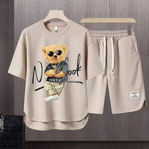 2023 Summer Men Clothing Tracksuit Sets Japan Fashion Harajuku Tracksuit Men 2 Piece Set Casual Short Sleeve T Shirts+Shorts