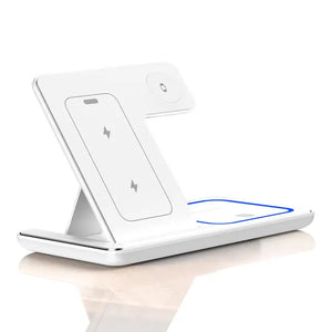 Wireless Charger Stand with Foldable 3-in-1 Fast Charging Station for iPhone, Apple Watch, and Airpods Pro