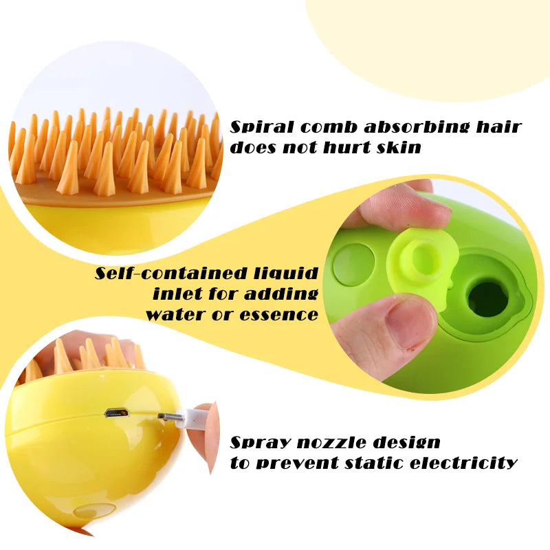 Dog Steam Brush Electric Spray Cat Hair Brush for Massage Pet Grooming Kitten Pet Bath Brush Removing Tangled and Loose Hair