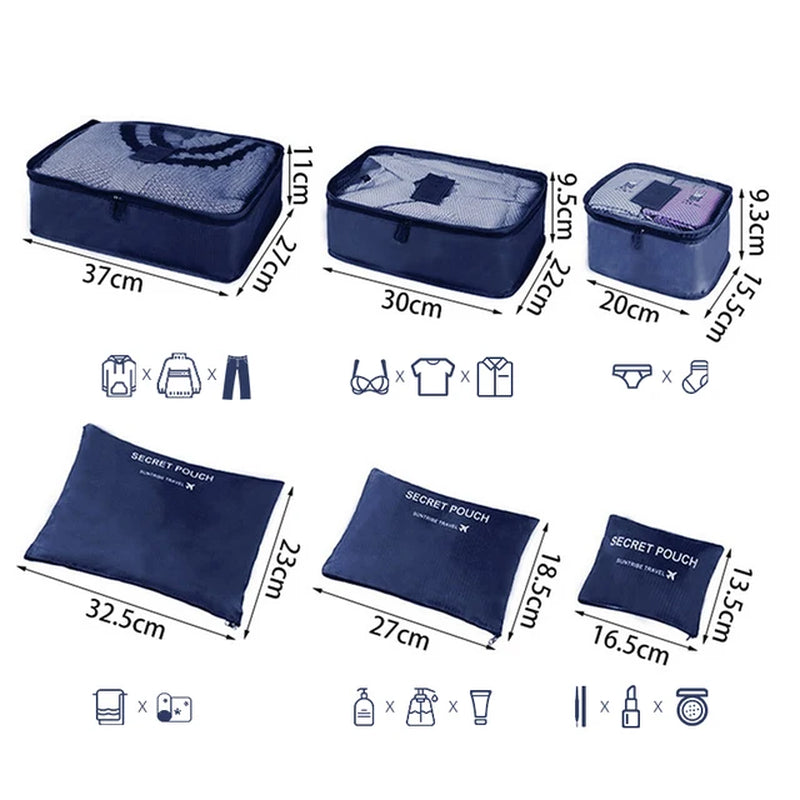 7/6Pcs Travel Storage Bag Large Capacity Suitcase Storage Luggage Clothes Sorting Organizer Set Pouch Case Shoes Packing Cube