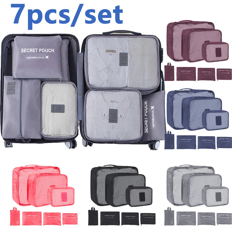 7/6Pcs Travel Storage Bag Large Capacity Suitcase Storage Luggage Clothes Sorting Organizer Set Pouch Case Shoes Packing Cube