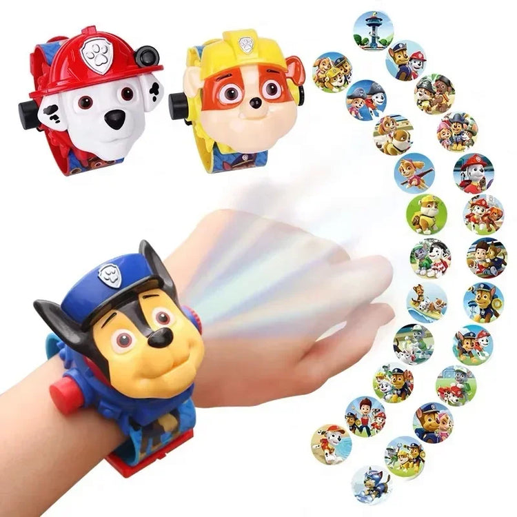 Toys Set 3D Projection Digital Watch Dog Puppy Patrulla Canina Anime Action Figures Model Toy Marshall Chase Kid Gift