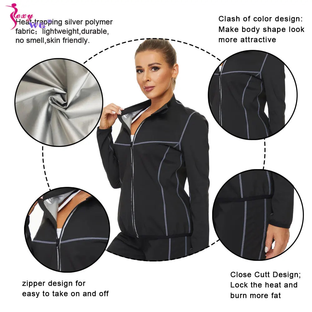 Sauna Set for Women Weight Loss Suit Sweat Top Pants Fitness Jacket Leggings Thermo Long Sleeves Trousers Body Shaper Gym