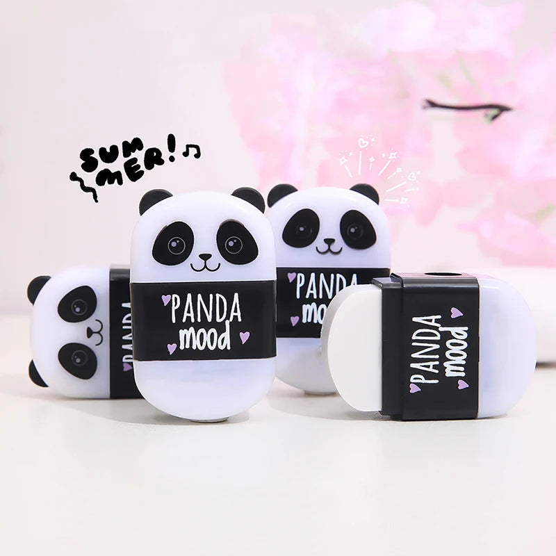 1Pcs Black & White Panda Erasers with Sharpener for Student 