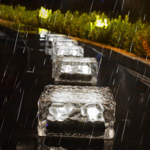 "Set of 4 Solar Ice Cube Lights for Outdoor Garden Decoration"