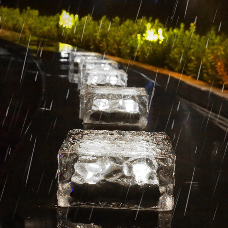 "Set of 4 Solar Ice Cube Lights for Outdoor Garden Decoration"