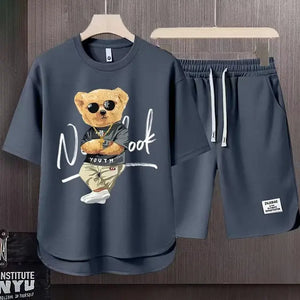 2023 Summer Men Clothing Tracksuit Sets Japan Fashion Harajuku Tracksuit Men 2 Piece Set Casual Short Sleeve T Shirts+Shorts