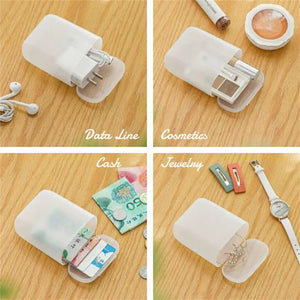 Travel Cable Storage Box - Cord and Charger Organizer Case for Headphones, USB Wires, and Gadgets