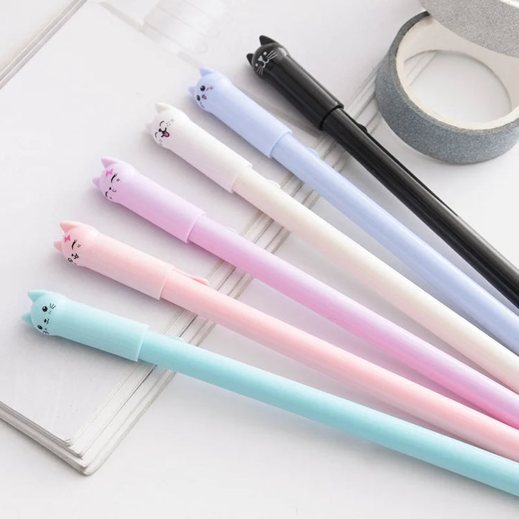 6Pcs/Set 0.38Mm Cat Gel Pen 