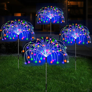 Solar LED Firework Fairy Lights Outdoor Waterproof Garden Decoration Lawn Pathway Solar Lamp 1~6Pcs