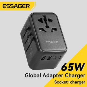 Universal Travel Charger 65W Fast Charger Travel Adapter Wall Charge for US EU UK AUS Plug Fully Functional Charging