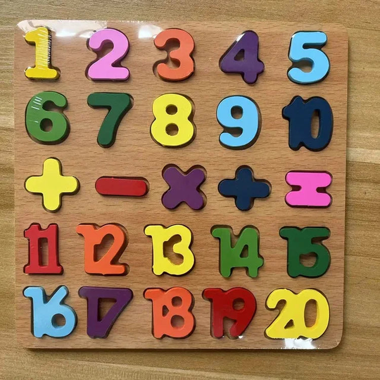 Wooden Jigsaw Puzzle Children Letters Numbers Board Pairing Puzzle Cognitive Montessori Early Educational Toys for Kids Gift