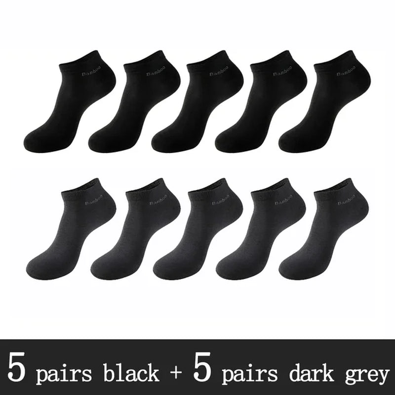 10 Pairs / Pack Men'S Bamboo Fiber Socks Short High Quality New Casual Breatheable Anti-Bacterial Man Ankle Socks Men