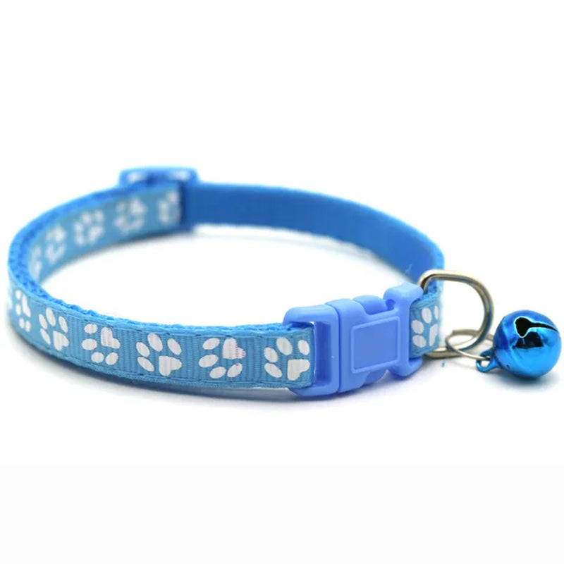 1Pc Colorful Pet Pattern Small Dog and Cat Collar with Bell Adjustable Bowties Dog Bow Ties DIY Band Pet Collar with Footprint