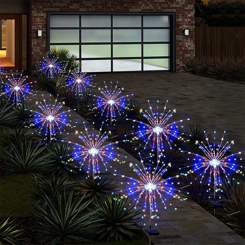 Solar LED Firework Fairy Lights Outdoor Waterproof Garden Decoration Lawn Pathway Solar Lamp 1~6Pcs