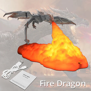 3D Room Decor Print LED Fire Dragon Ice Dragon Lamps Home Desktop Rechargeable Lamp Best Gift for Children Family Home Decor