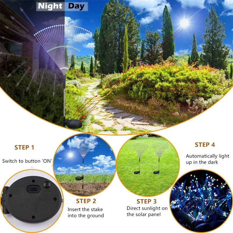 Solar LED Firework Fairy Lights Outdoor Waterproof Garden Decoration Lawn Pathway Solar Lamp 1~6Pcs