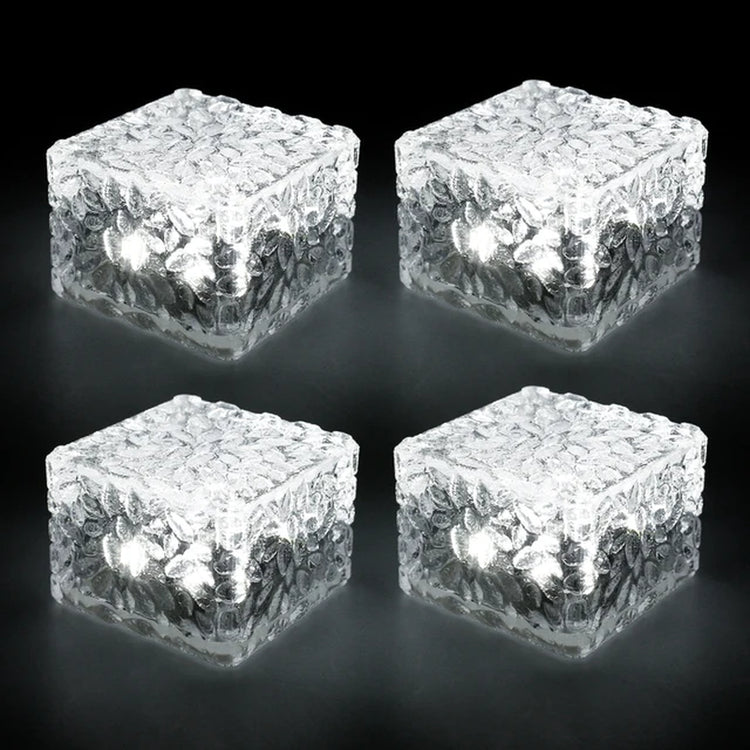 "Set of 4 Solar Ice Cube Lights for Outdoor Garden Decoration"