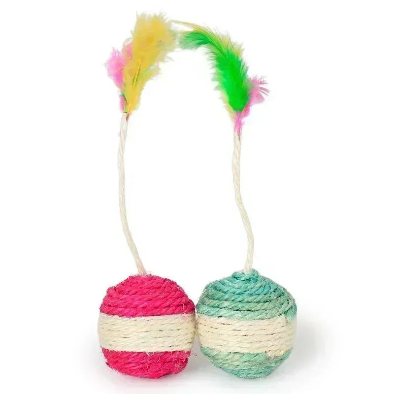 1Pc Cat Toy Sisal Scratching Ball Training Interactive Toy for Kitten Pet Cat Supplies Feather Toy Cat Toys Interactive