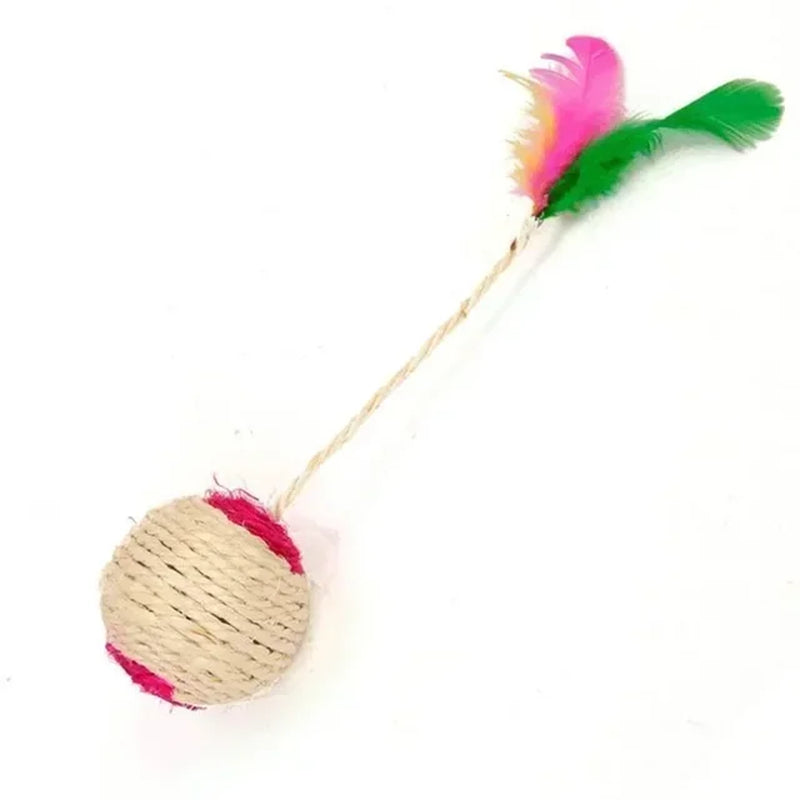 1Pc Cat Toy Sisal Scratching Ball Training Interactive Toy for Kitten Pet Cat Supplies Feather Toy Cat Toys Interactive