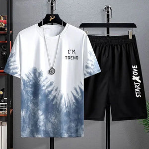 Summer Quick Drying Men'S Sets Fashion Tracksuits Casual Ice Silk Short Sleeve 3D Printed Sports T-Shirt+Shorts Basketball Set