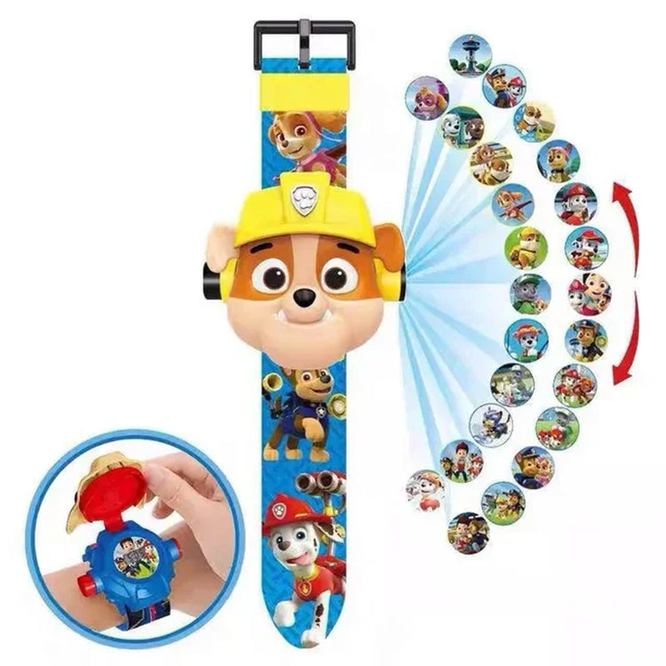 Toys Set 3D Projection Digital Watch Dog Puppy Patrulla Canina Anime Action Figures Model Toy Marshall Chase Kid Gift