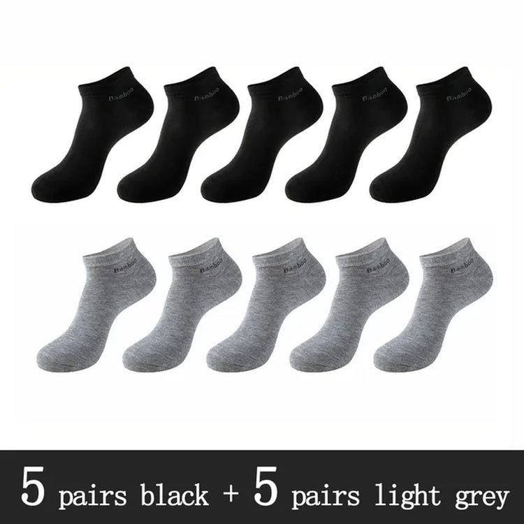 10 Pairs / Pack Men'S Bamboo Fiber Socks Short High Quality New Casual Breatheable Anti-Bacterial Man Ankle Socks Men