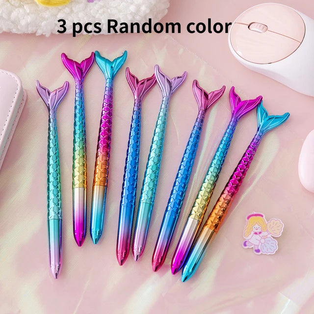 3 Pcs/Lot Colorful Mermaid Tail  Pens  for School 