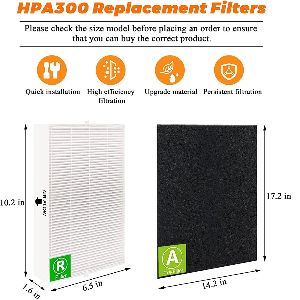 HPA300 HEPA Filter and Activated Carbon Pre-Filter Set for Honeywell Air Purifiers