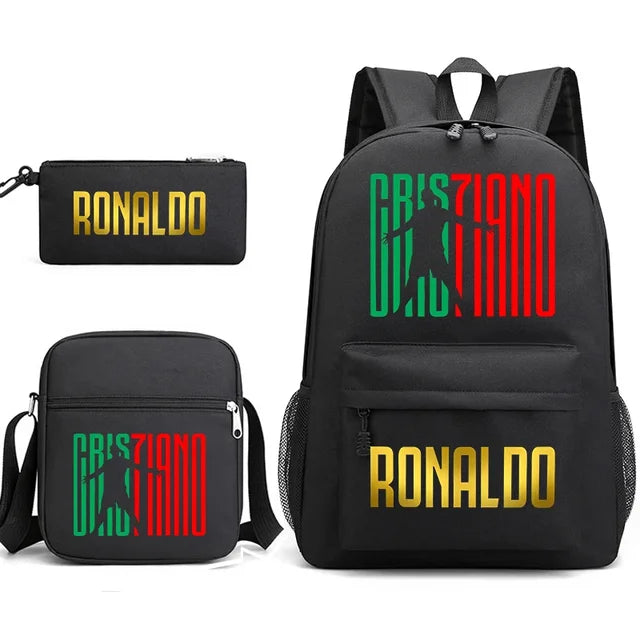 Ronaldo Print Backpack Set for School