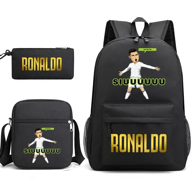 Ronaldo Print Backpack Set for School