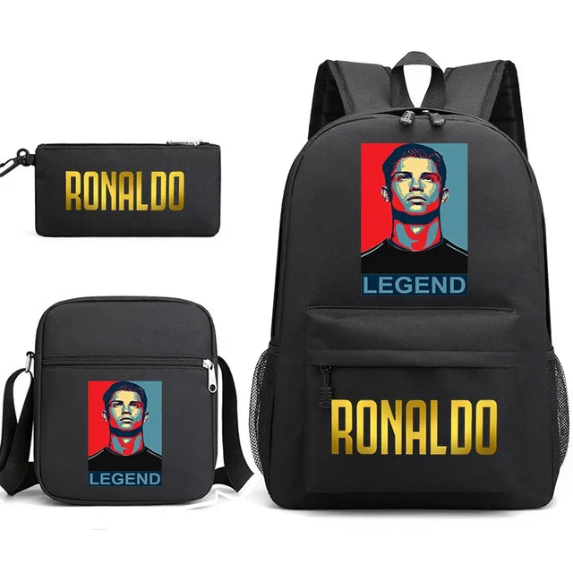 Ronaldo Print Backpack Set for School