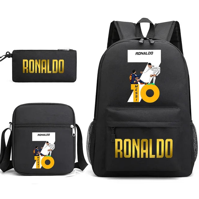 Ronaldo Print Backpack Set for School