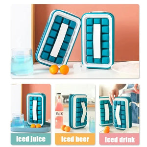 Silicone Ice Lattice Mold with Lid for Household Square Ice Storage