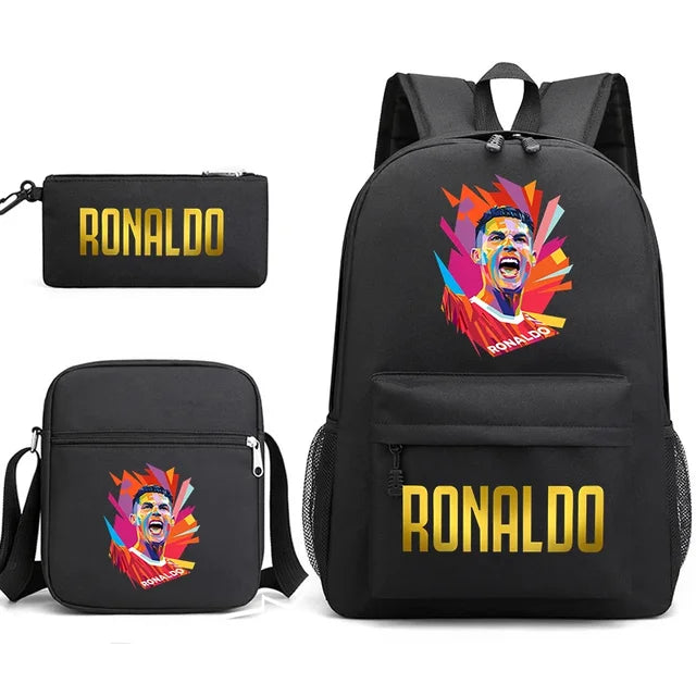 Ronaldo Print Backpack Set for School