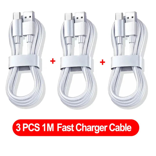 10A 100W Type C Fast Charging Cable for Samsung, Huawei, Xiaomi, Redmi - Pack of 2-3