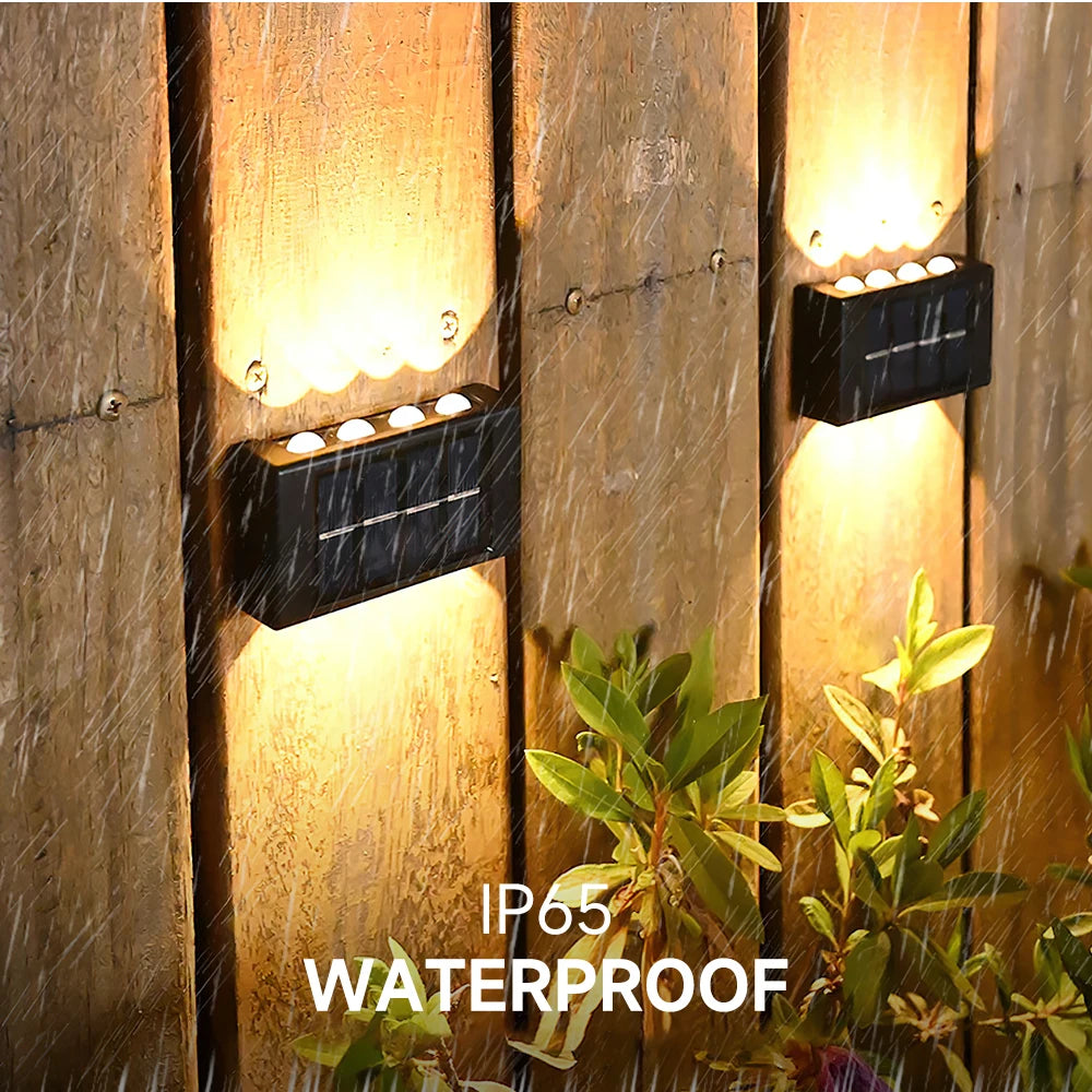 4/6/8/10LED Solar Wall Lamp Outdoor Waterproof Solar Powered Light up and down Illuminate Home Garden Porch Yard Decoration