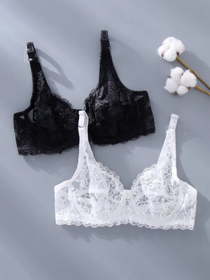 2Pcs/Lot Lace Bra Bralette Women Push up Bra Underwire Full Lace Bra Sexy Brassiere Underwear for Women Bralette Lingerie Bh