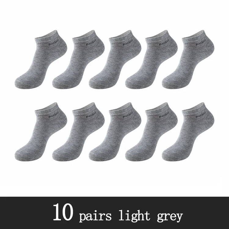 10 Pairs / Pack Men'S Bamboo Fiber Socks Short High Quality New Casual Breatheable Anti-Bacterial Man Ankle Socks Men