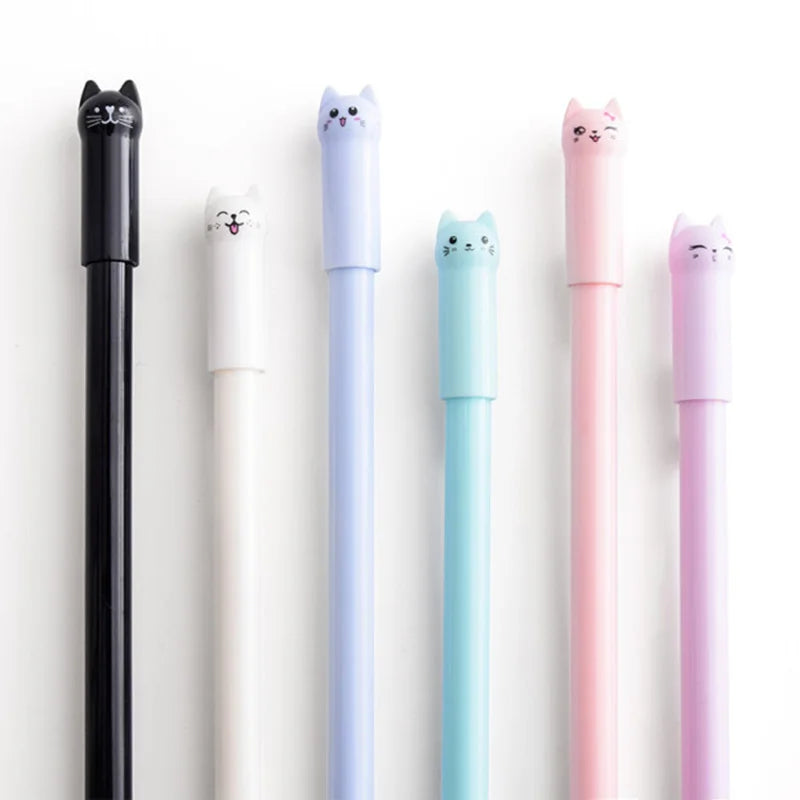 6Pcs/Set 0.38Mm Cat Gel Pen 