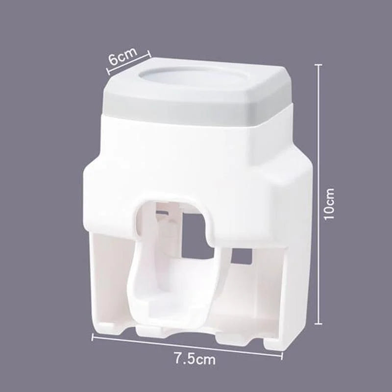 Wall-Mounted Automatic Toothpaste Dispenser with Toothbrush Holder - Bathroom Accessories