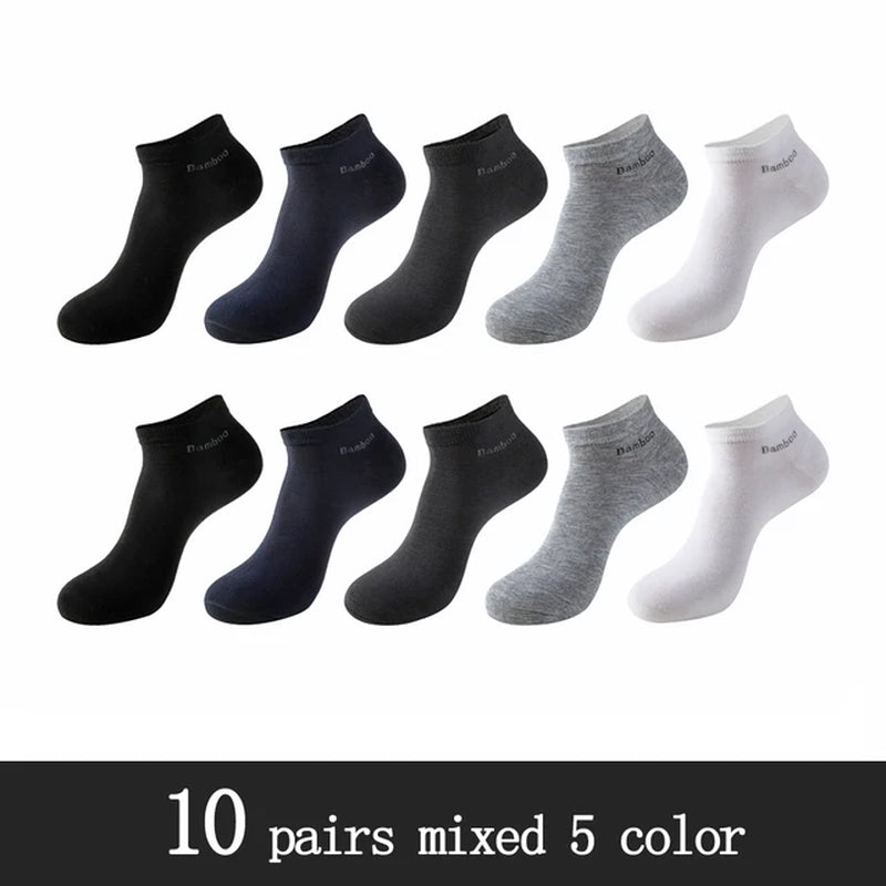 10 Pairs / Pack Men'S Bamboo Fiber Socks Short High Quality New Casual Breatheable Anti-Bacterial Man Ankle Socks Men