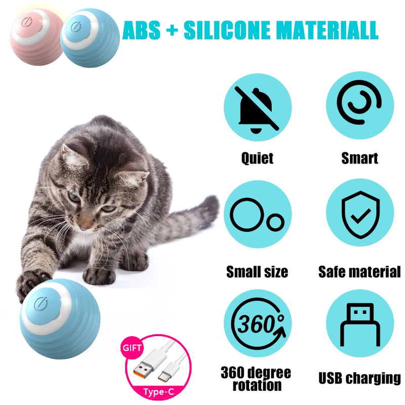 Interactive Cat Toy Ball 360° Automatic Rotating Rolling Ball Accessories for Cats Toys with USB Charging Function Pet Things