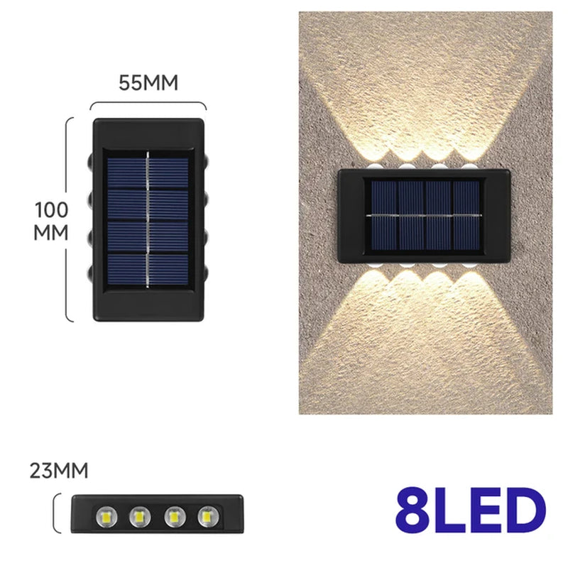 4/6/8/10LED Solar Wall Lamp Outdoor Waterproof Solar Powered Light up and down Illuminate Home Garden Porch Yard Decoration