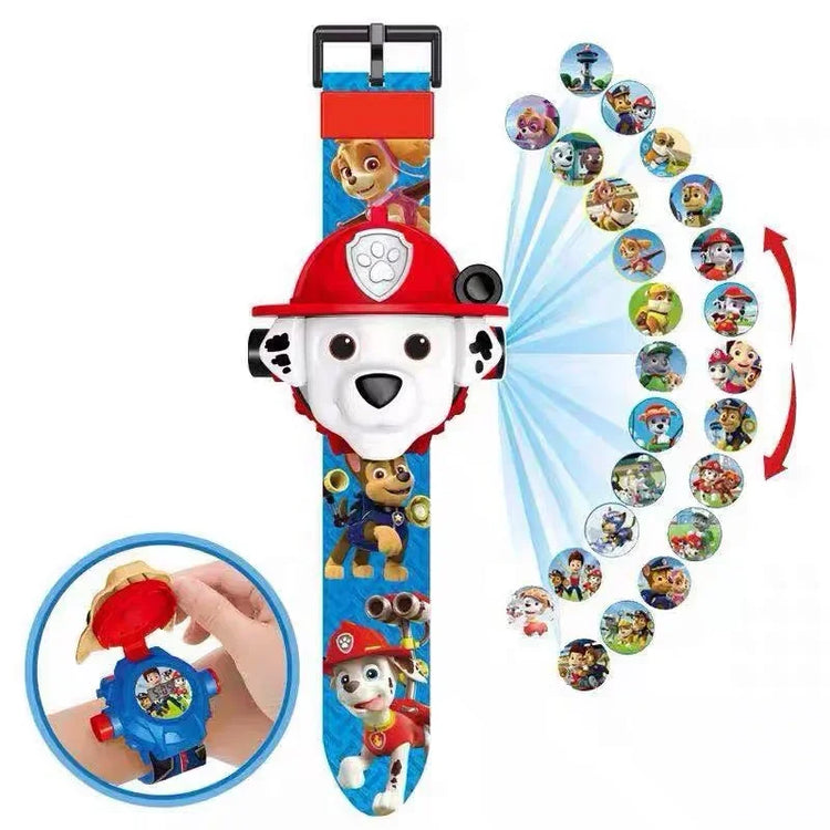 Toys Set 3D Projection Digital Watch Dog Puppy Patrulla Canina Anime Action Figures Model Toy Marshall Chase Kid Gift