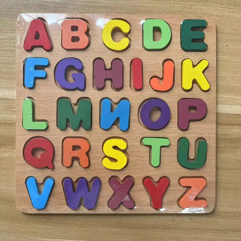 Wooden Jigsaw Puzzle Children Letters Numbers Board Pairing Puzzle Cognitive Montessori Early Educational Toys for Kids Gift